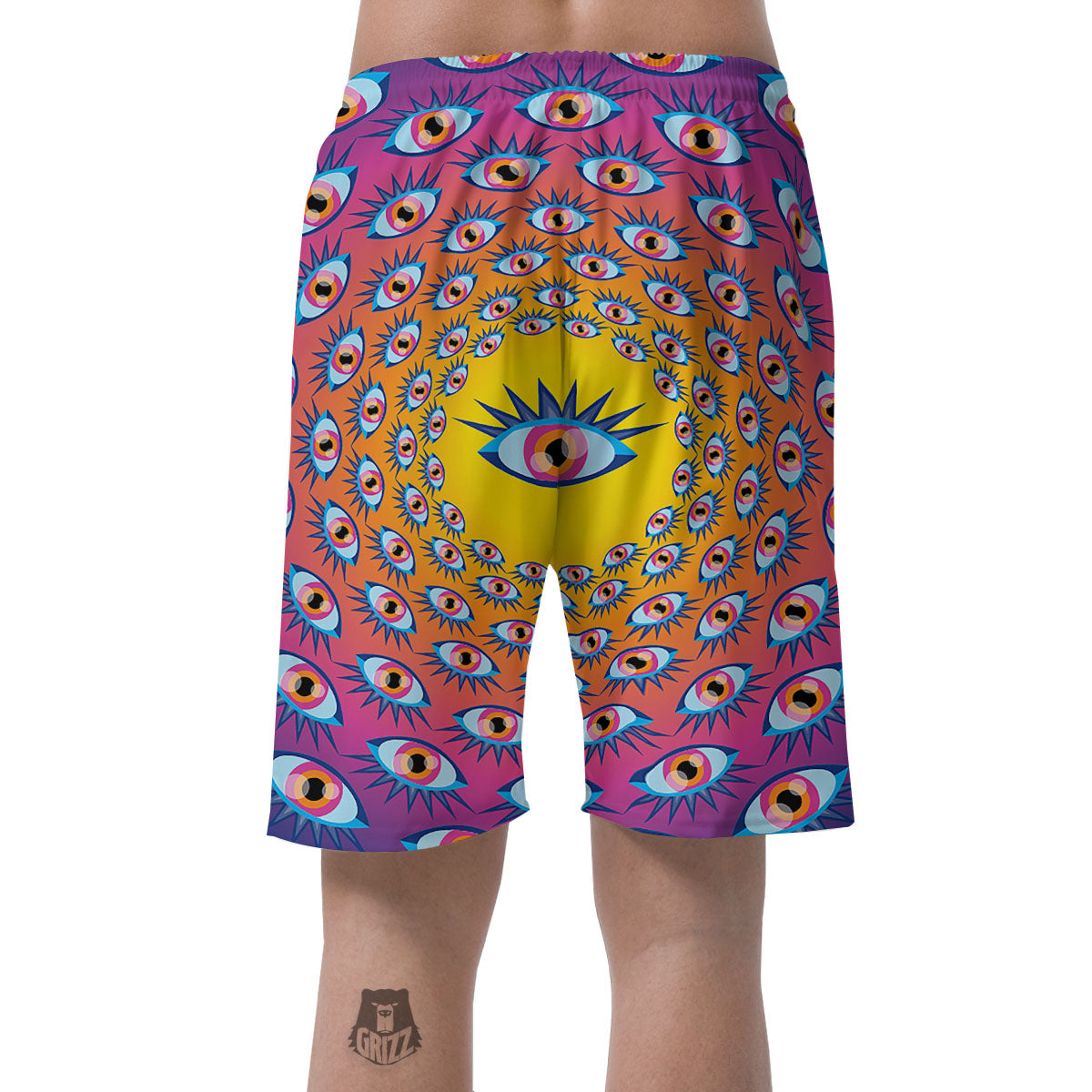 Trippy Psychedelic Eyes Print Men's Shorts-grizzshop
