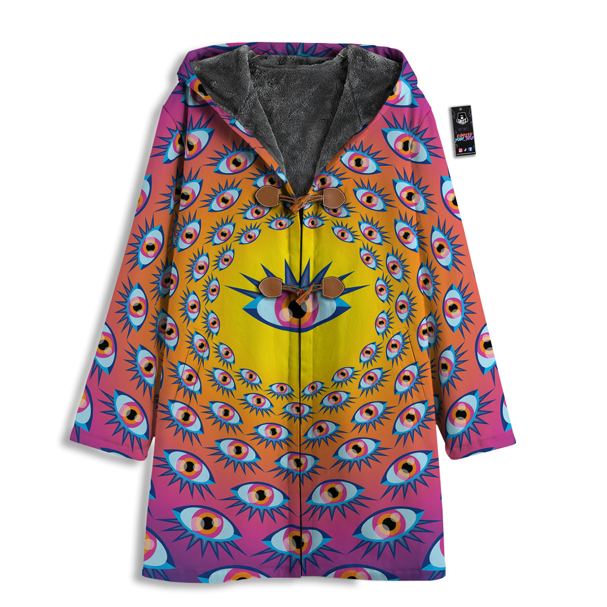 Trippy Psychedelic Eyes Print Men's Windbreaker Jacket-grizzshop