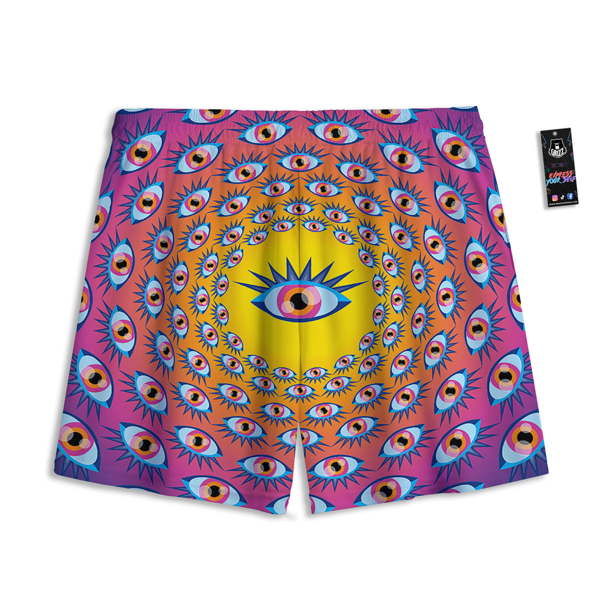 Tiki Ethnic Print Pattern Mesh Shorts