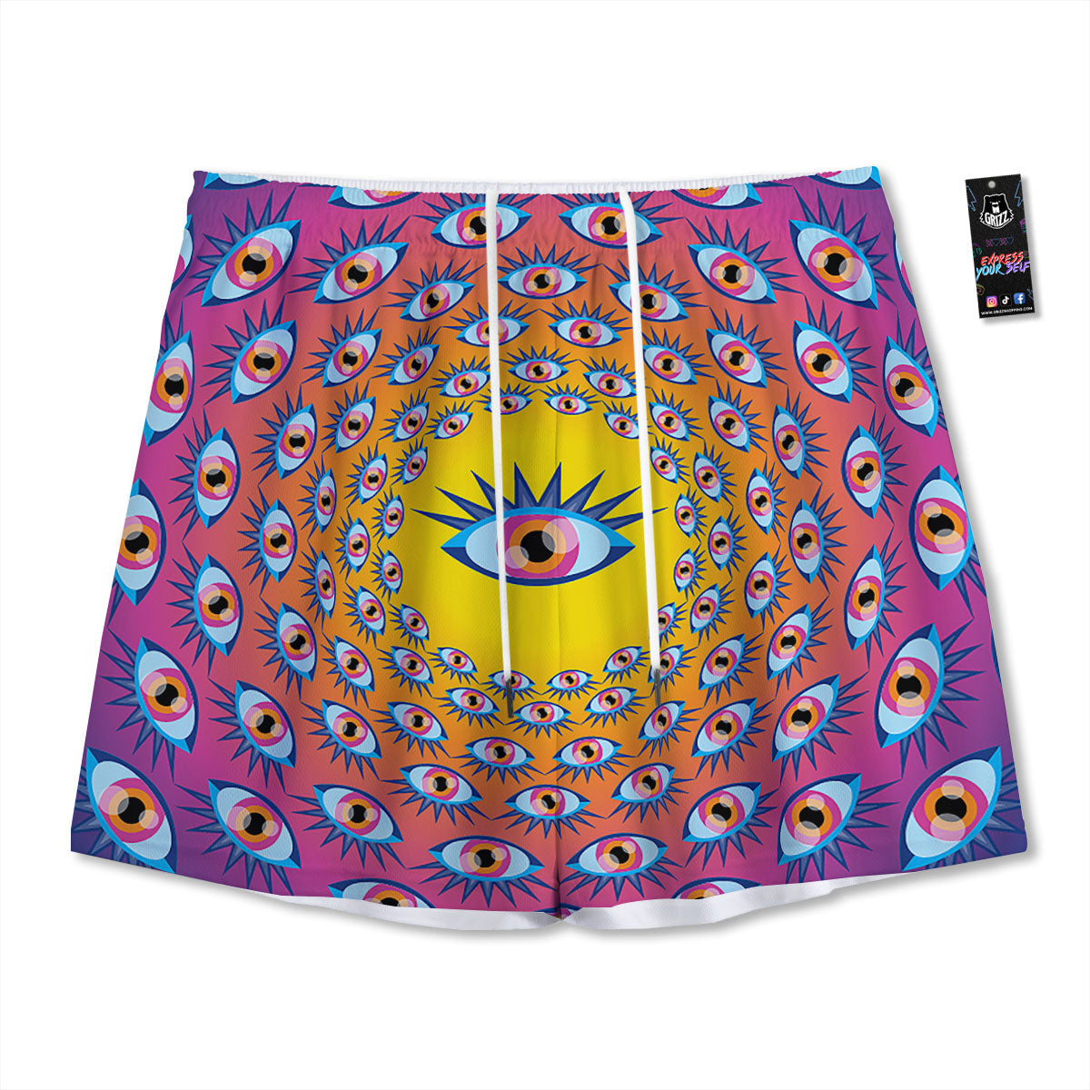 Tiki Ethnic Print Pattern Mesh Shorts
