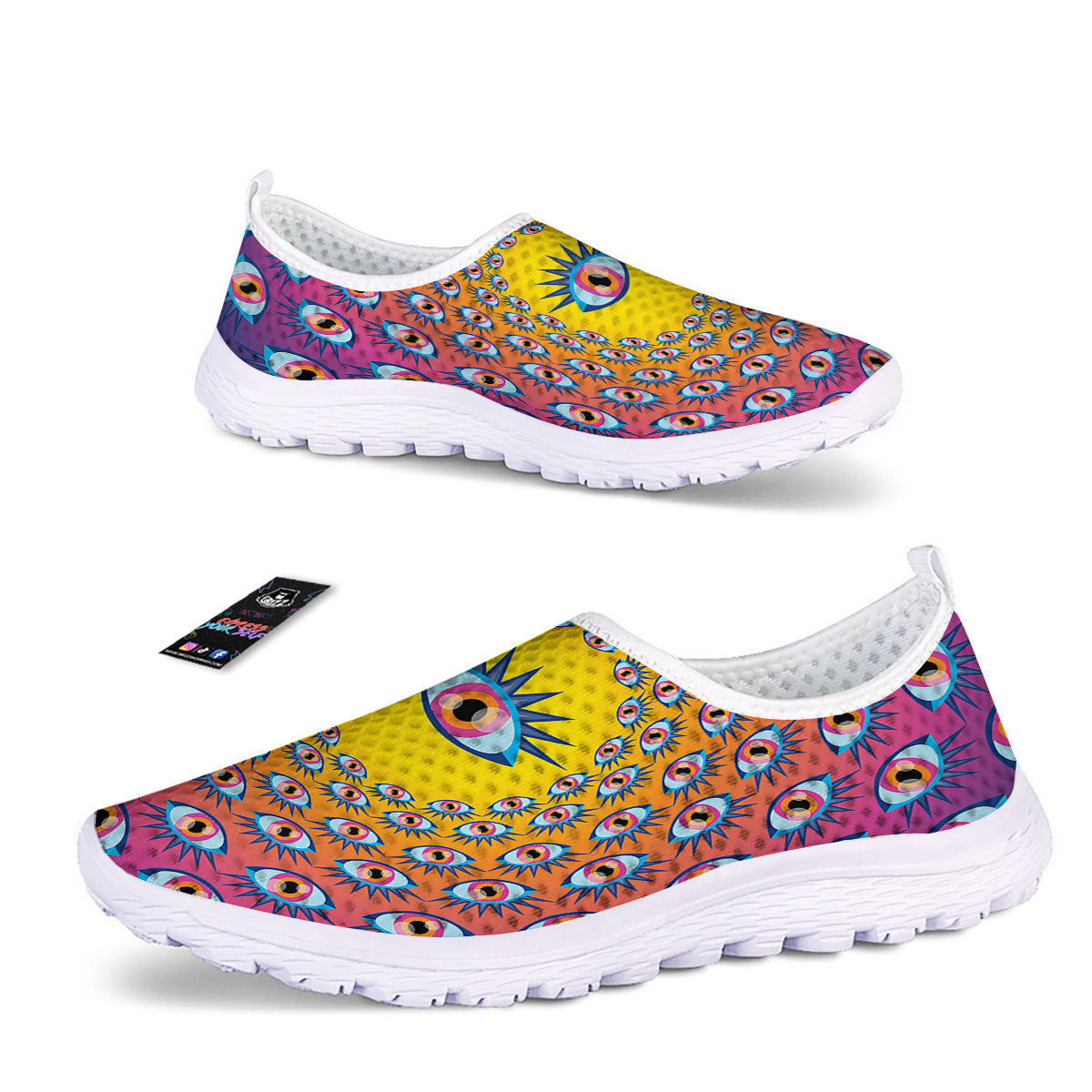 Trippy Psychedelic Eyes Print Nurse Shoes-grizzshop