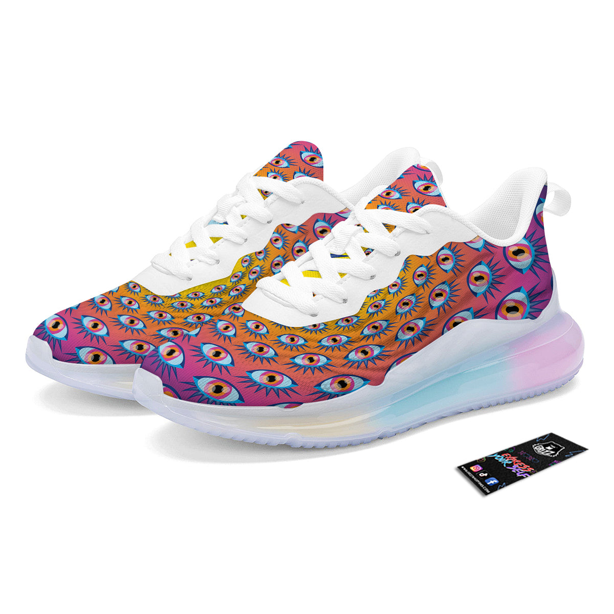 Trippy Psychedelic Eyes Print Running Sneakers-grizzshop