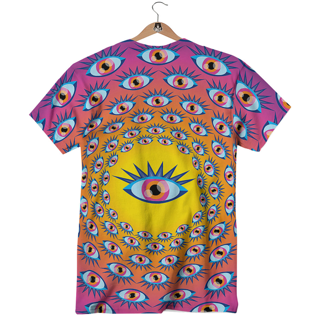 Trippy Psychedelic Eyes Print T-Shirt-grizzshop