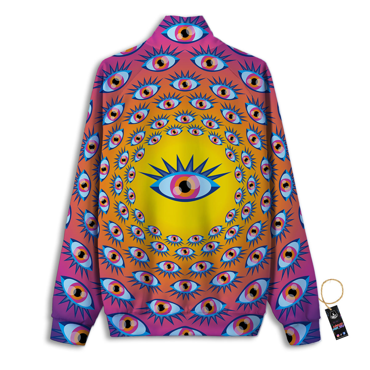 Trippy Psychedelic Eyes Print Track Jacket-grizzshop
