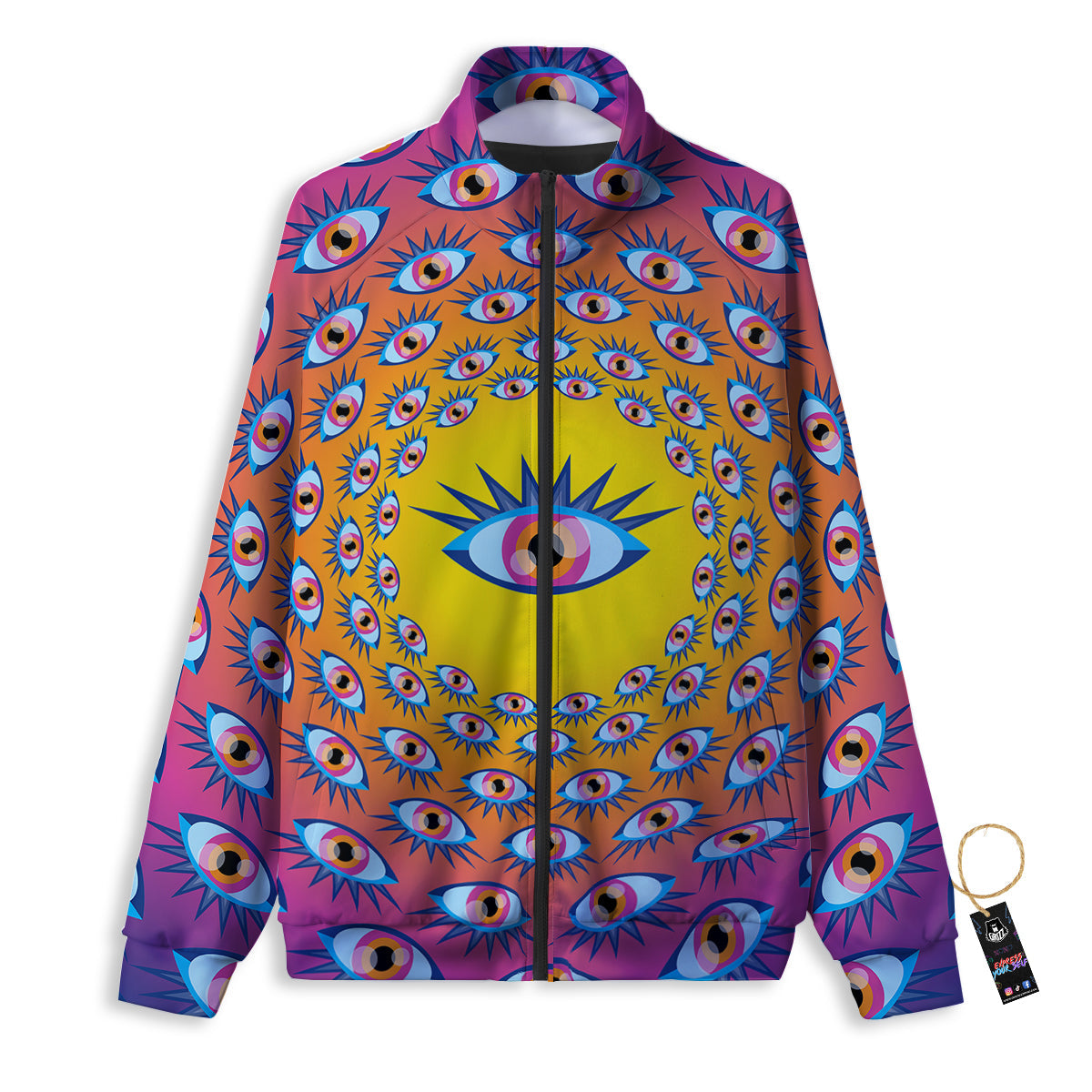 Trippy Psychedelic Eyes Print Track Jacket-grizzshop