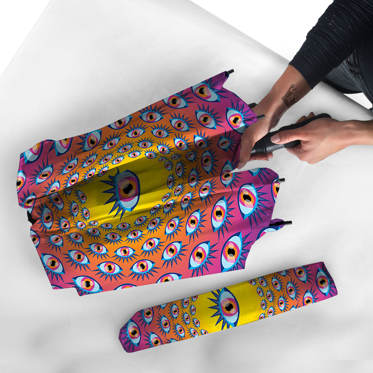 Trippy Psychedelic Eyes Print Umbrella-grizzshop