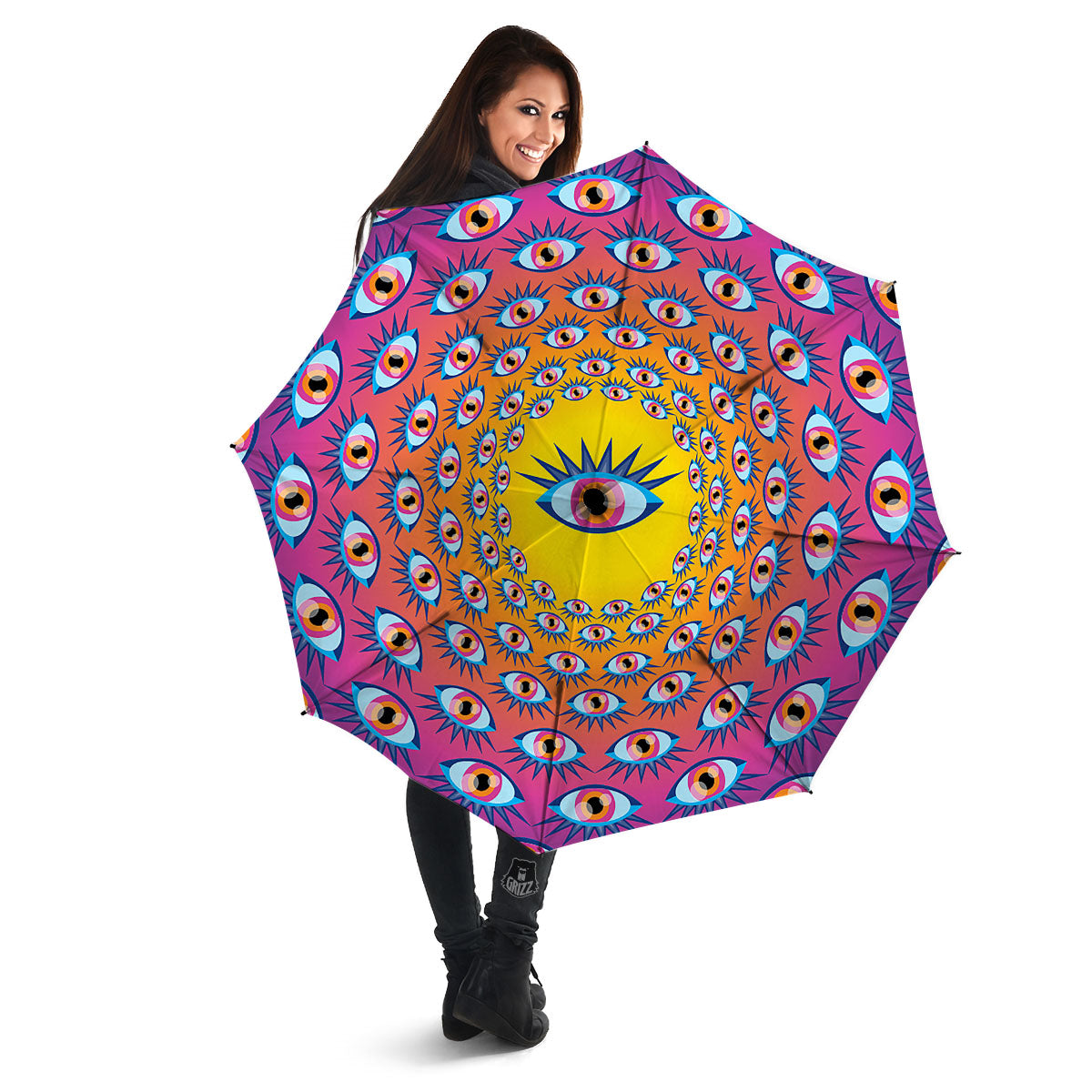 Trippy Psychedelic Eyes Print Umbrella-grizzshop