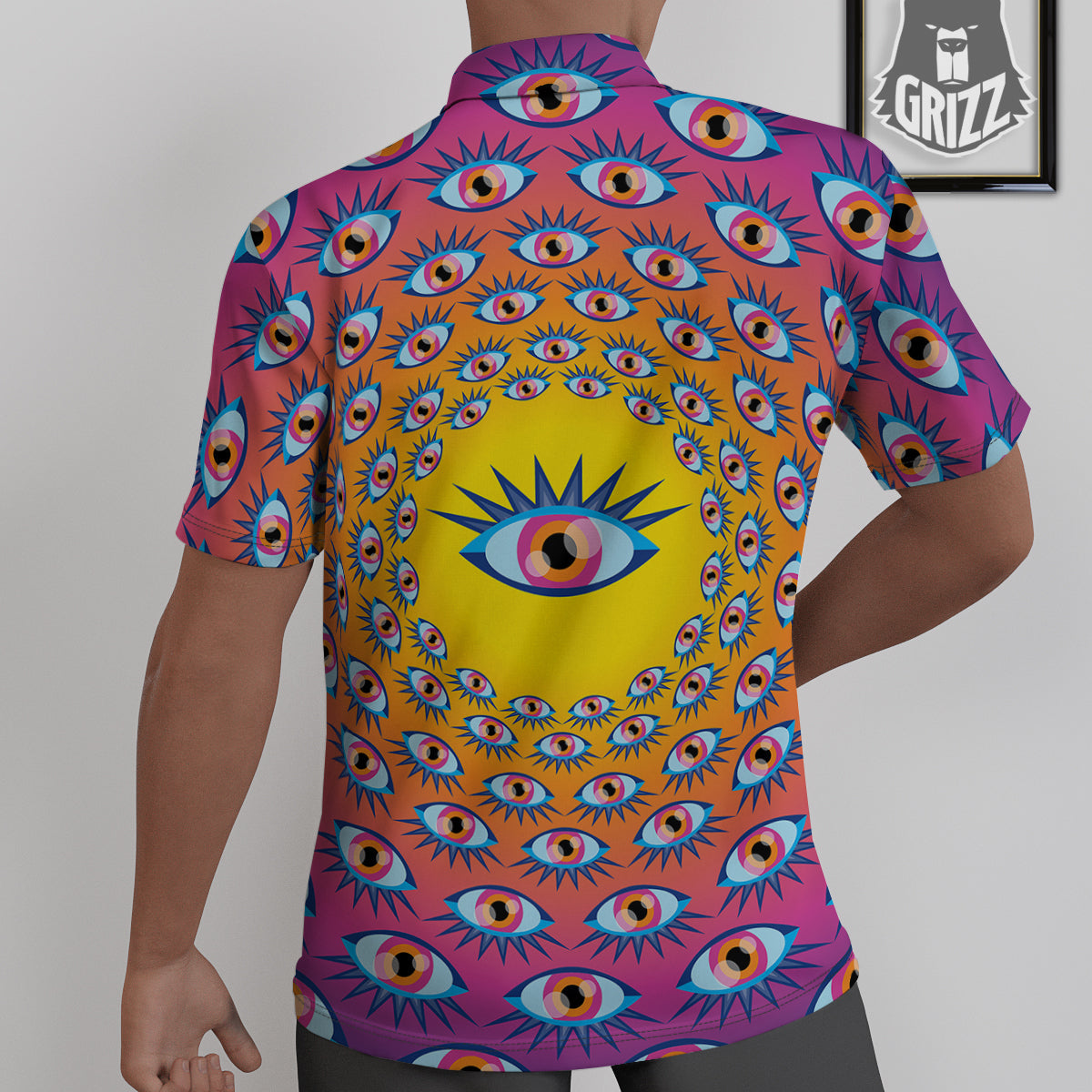 Trippy Psychedelic Eyes Print Untucked Shirts-grizzshop