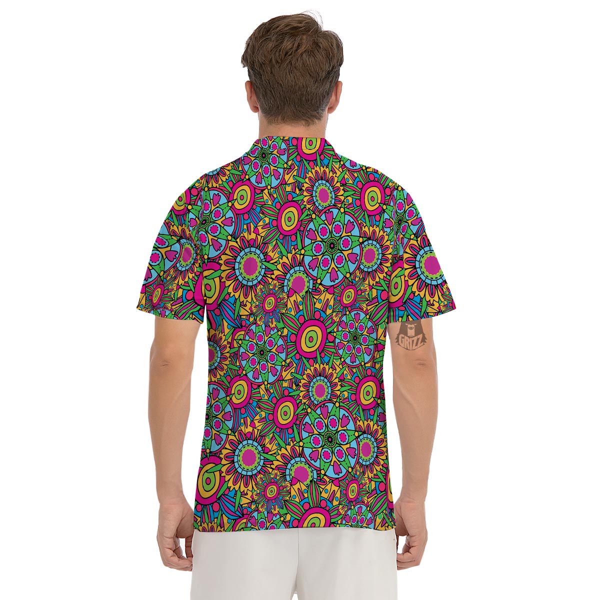 Trippy Psychedelic Floral Men's Golf Shirts-grizzshop