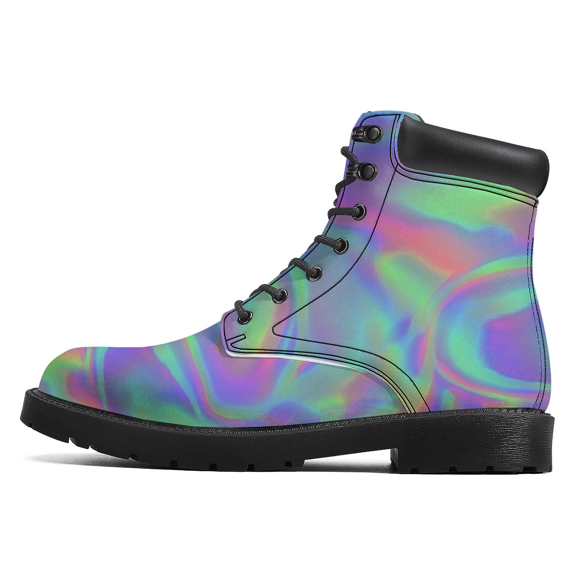 Trippy Psychedelic Holographic Print Boots-grizzshop