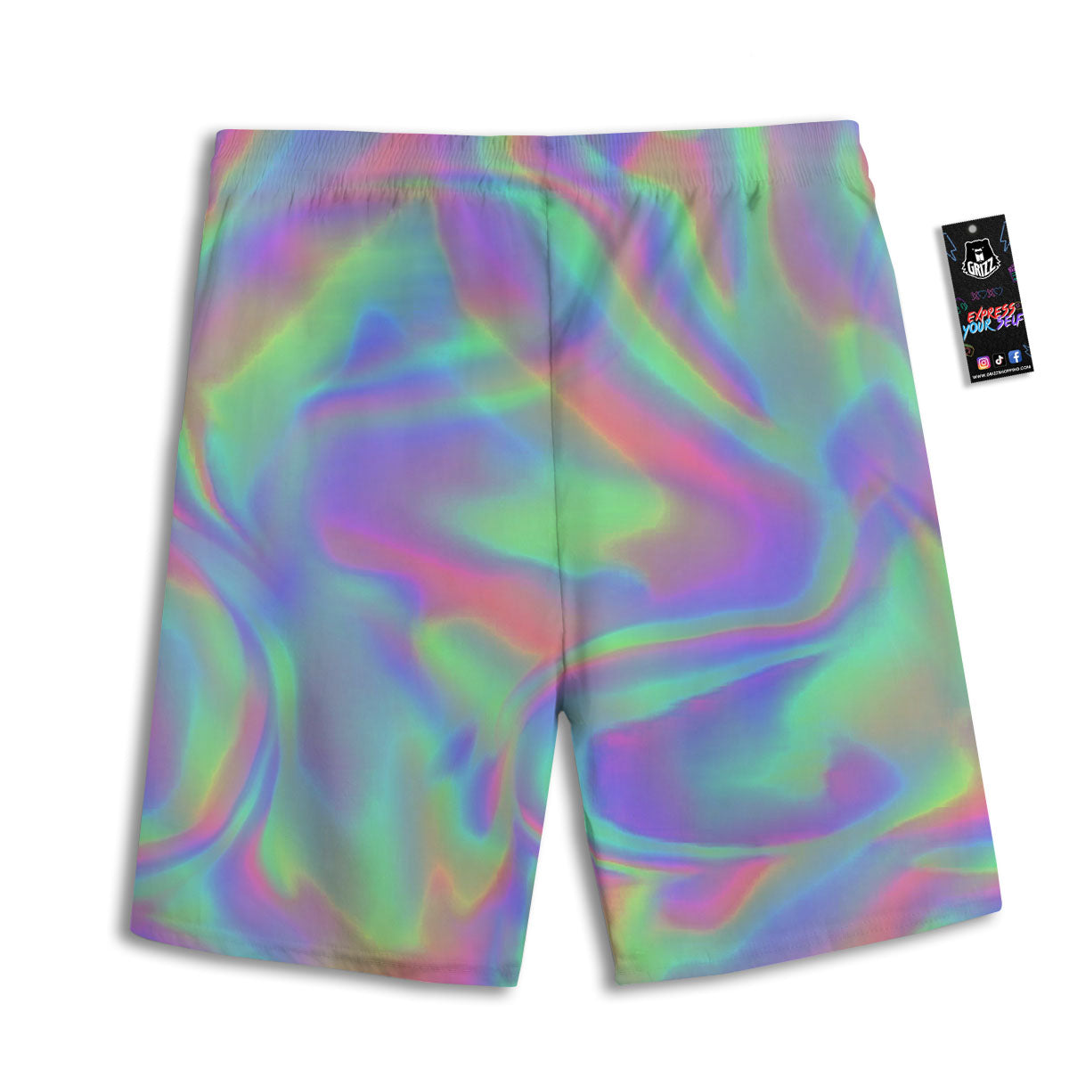 Trippy Psychedelic Holographic Print Men's Athletic Shorts