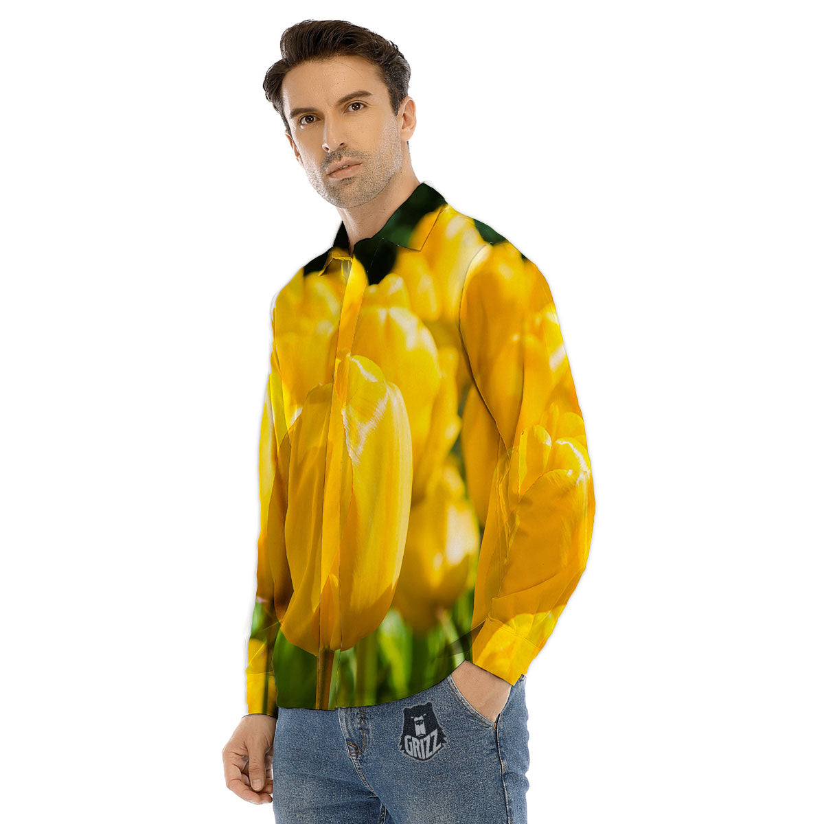 Trippy Psychedelic Holographic Print Men's Dress Shirts-grizzshop