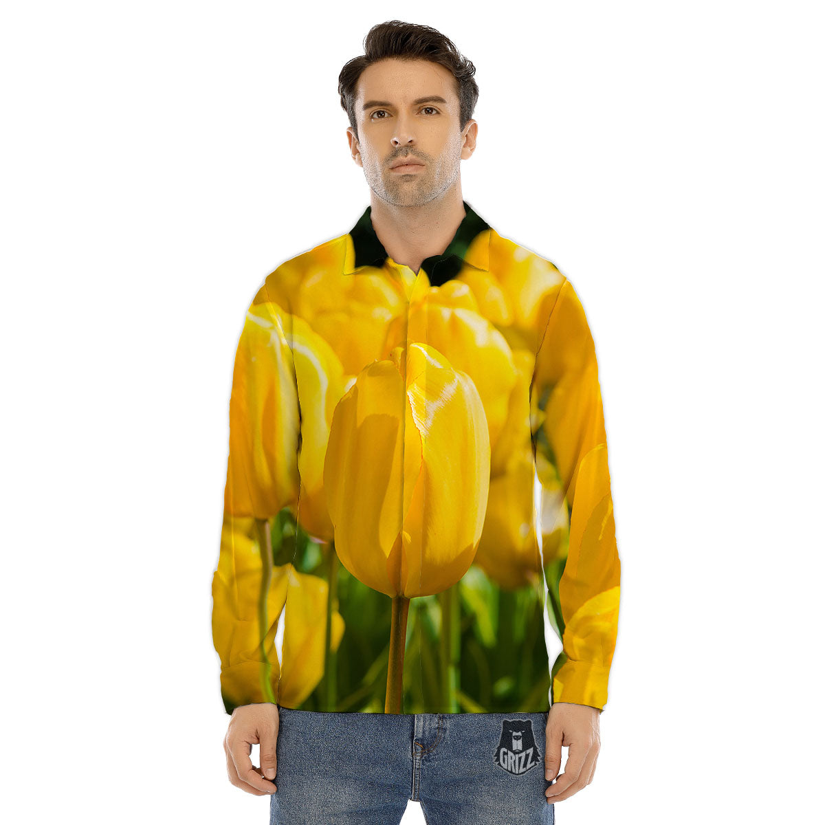 Trippy Psychedelic Holographic Print Men's Dress Shirts-grizzshop