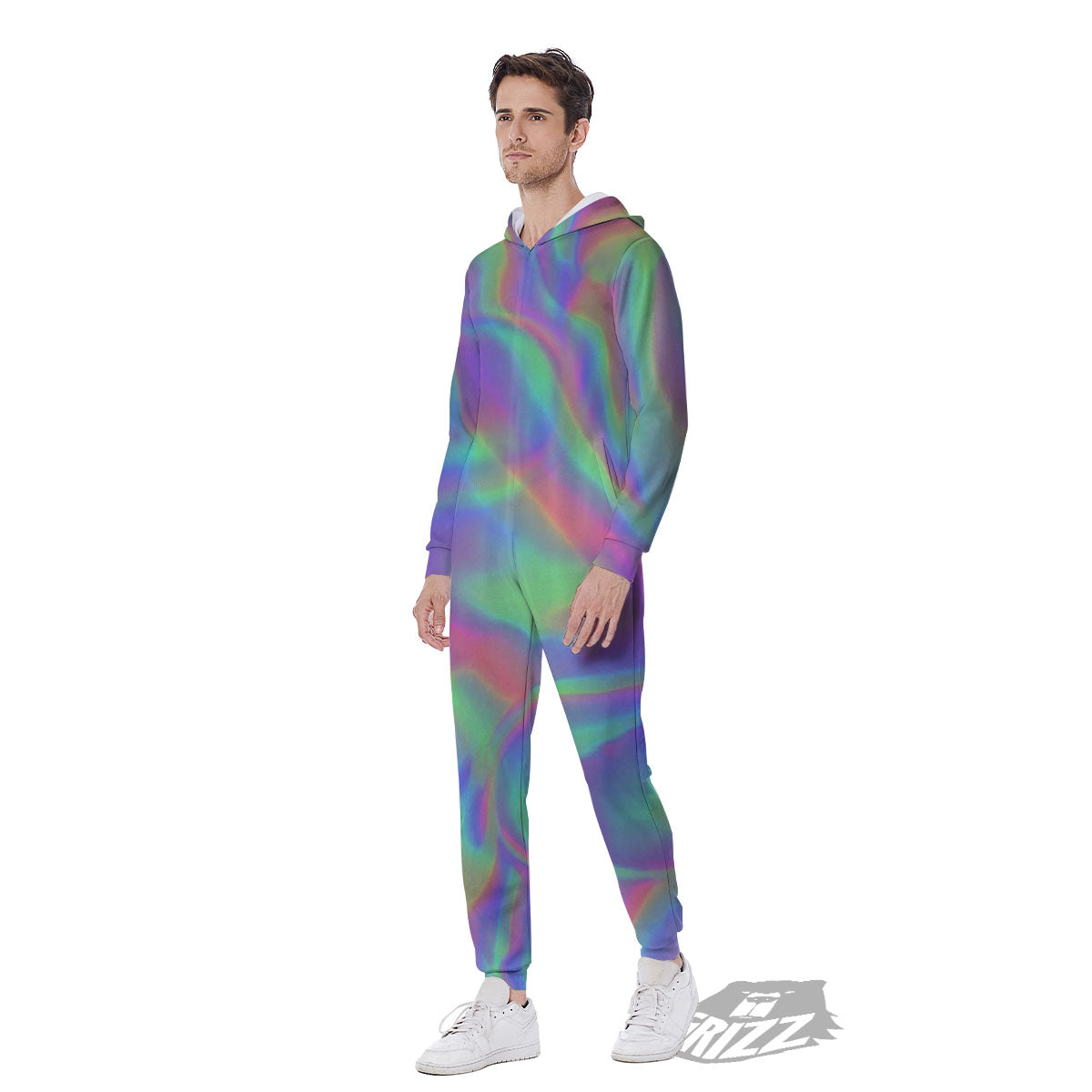 Trippy Psychedelic Holographic Print Men's Jumpsuit-grizzshop