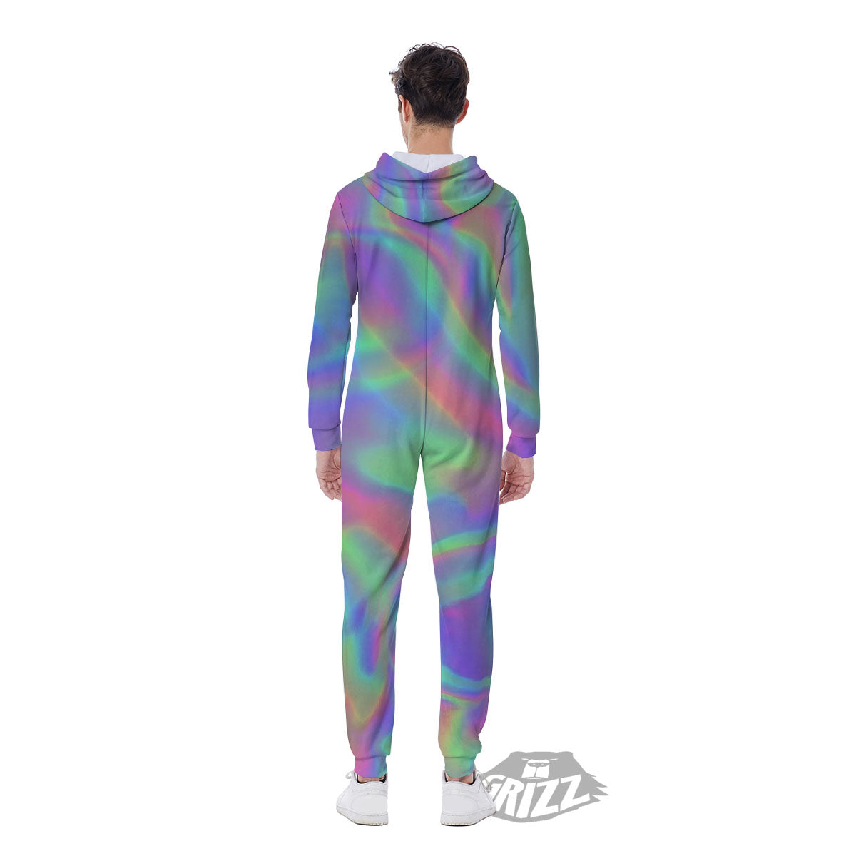 Trippy Psychedelic Holographic Print Men's Jumpsuit-grizzshop