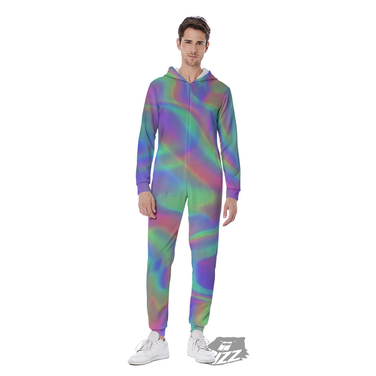 Trippy Psychedelic Holographic Print Men's Jumpsuit-grizzshop