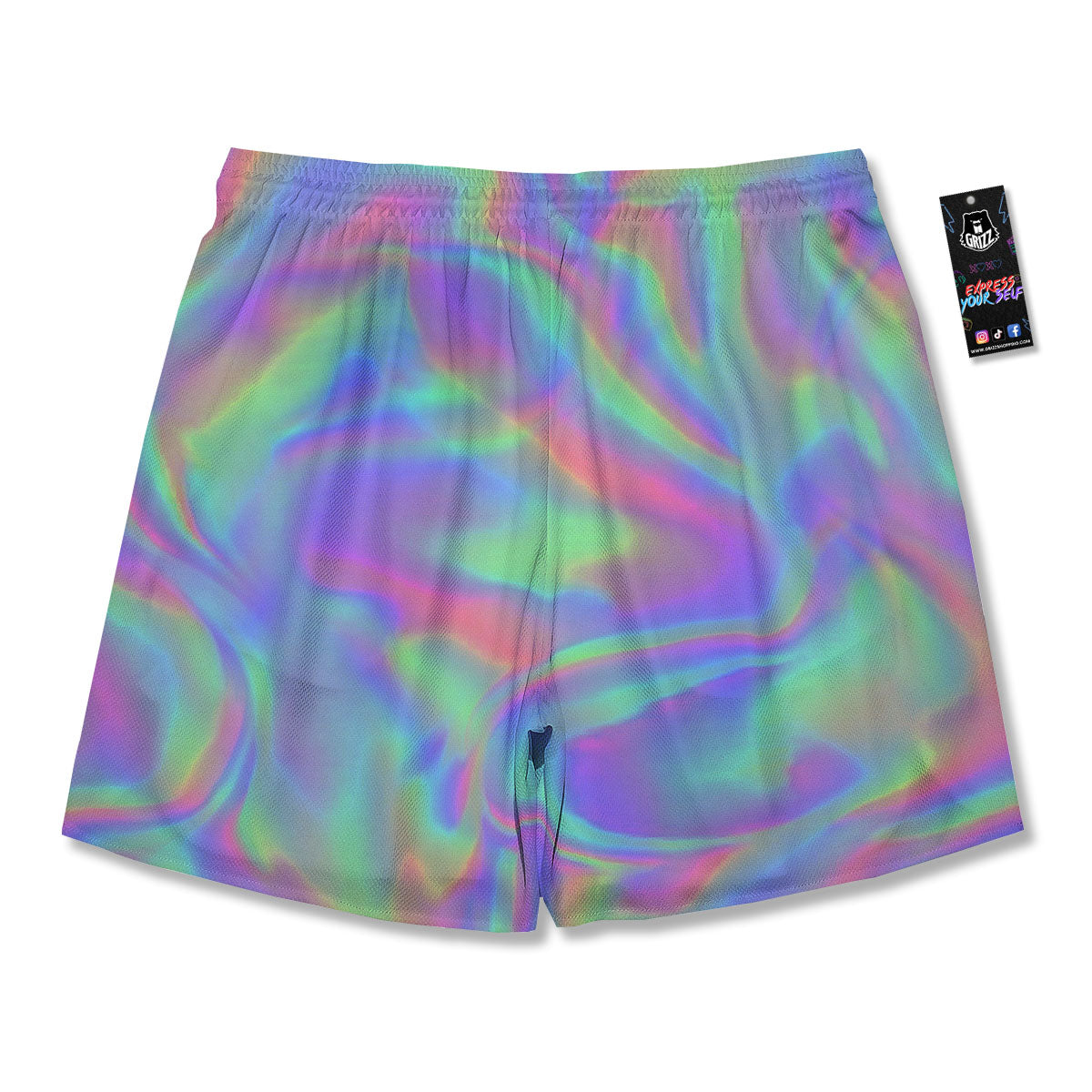 Trippy Psychedelic Holographic Print Men's Running Shorts-grizzshop