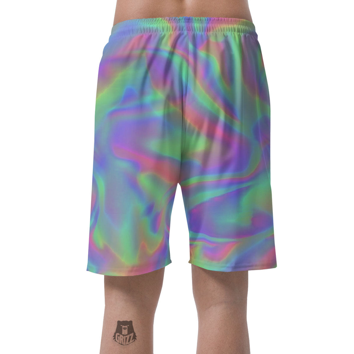 Trippy Psychedelic Holographic Print Men's Shorts-grizzshop