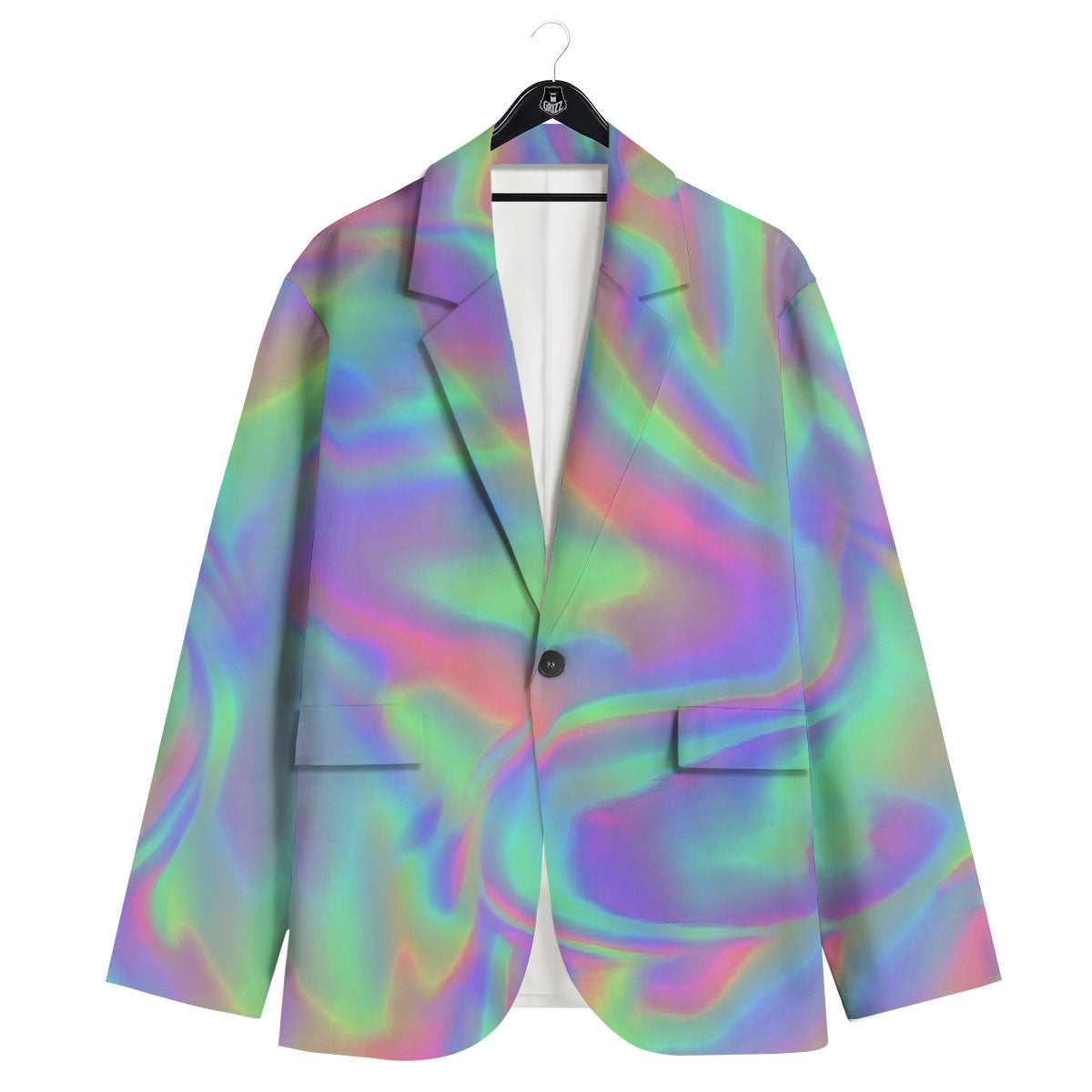 Trippy Psychedelic Holographic Print Men's Sport Coat-grizzshop