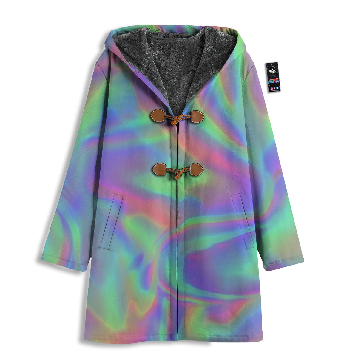 Trippy Psychedelic Holographic Print Men's Windbreaker Jacket-grizzshop