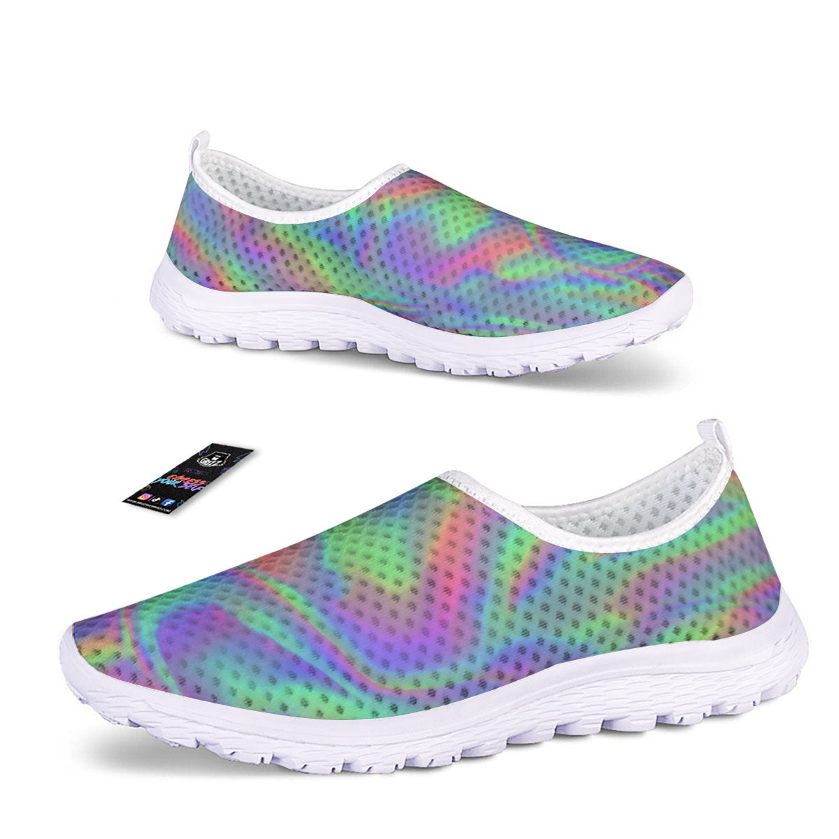 Trippy Psychedelic Holographic Print Nurse Shoes-grizzshop