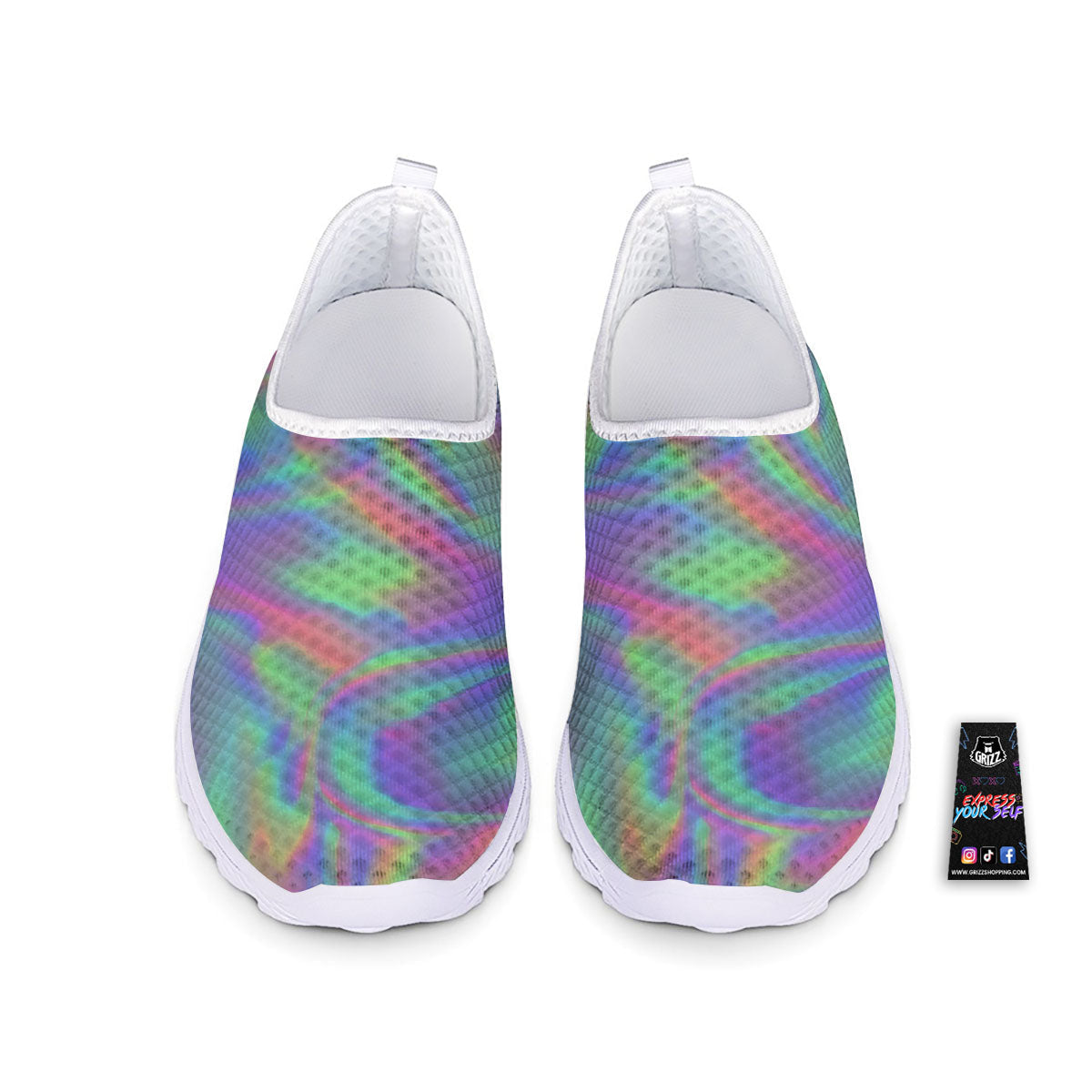 Trippy Psychedelic Holographic Print Nurse Shoes-grizzshop