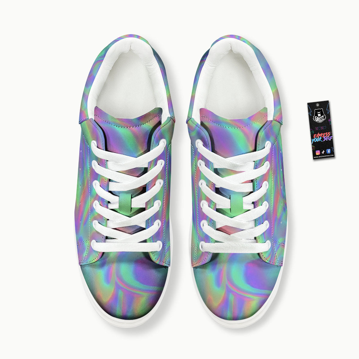 Trippy Psychedelic Holographic Print Platform Shoes-grizzshop
