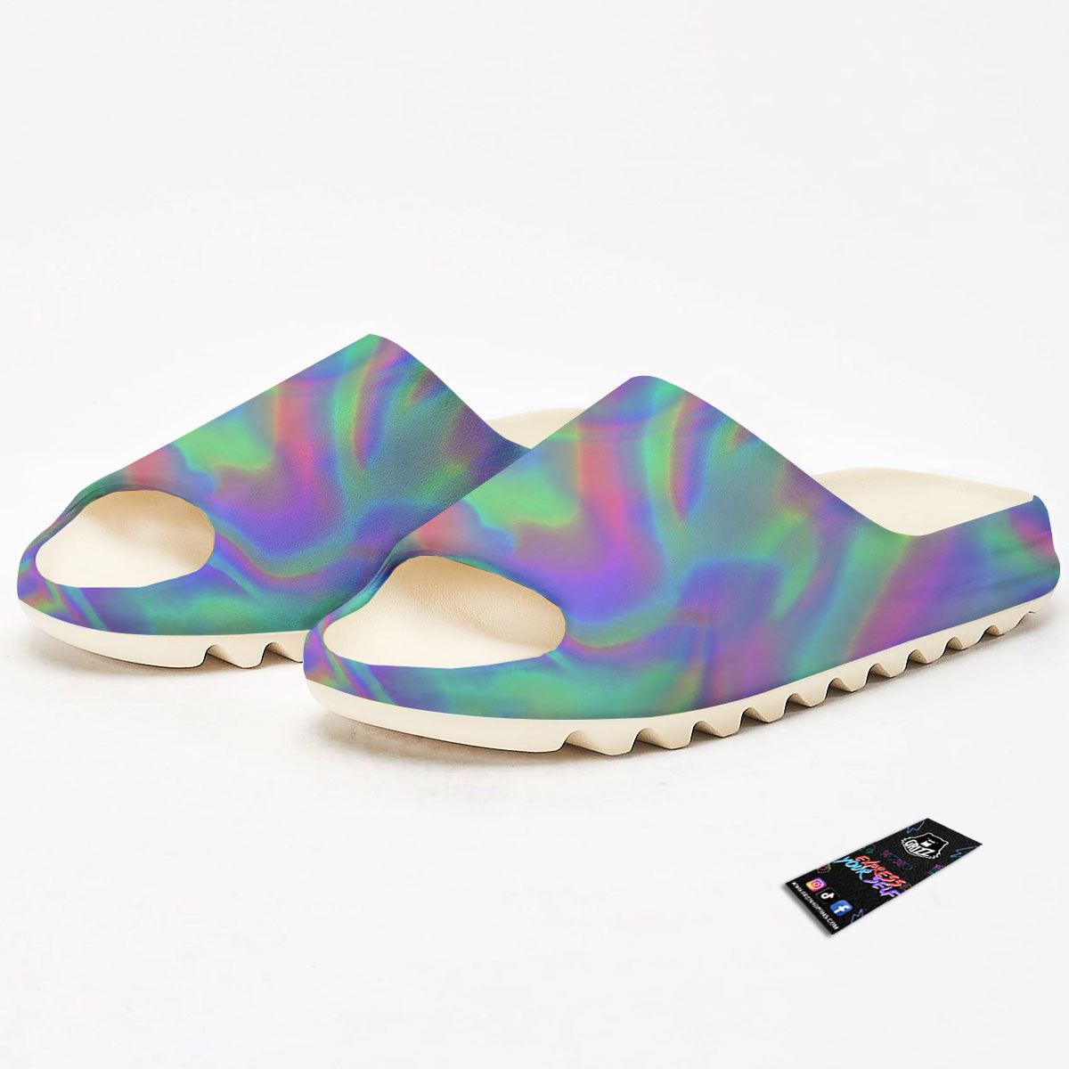 Trippy Psychedelic Holographic Print Sandals-grizzshop
