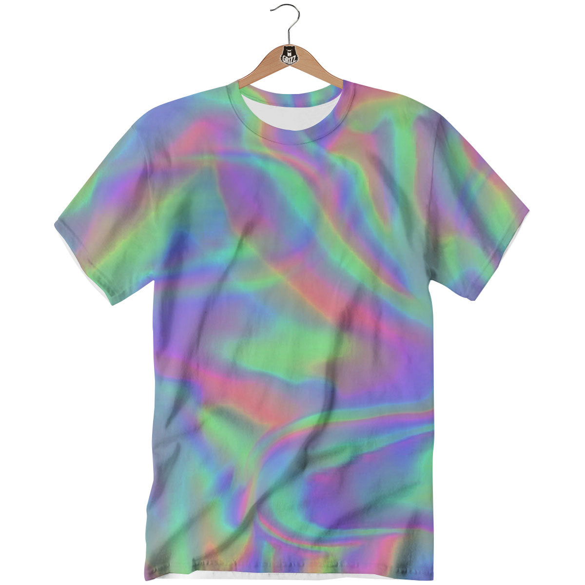Trippy Psychedelic Holographic Print T-Shirt-grizzshop