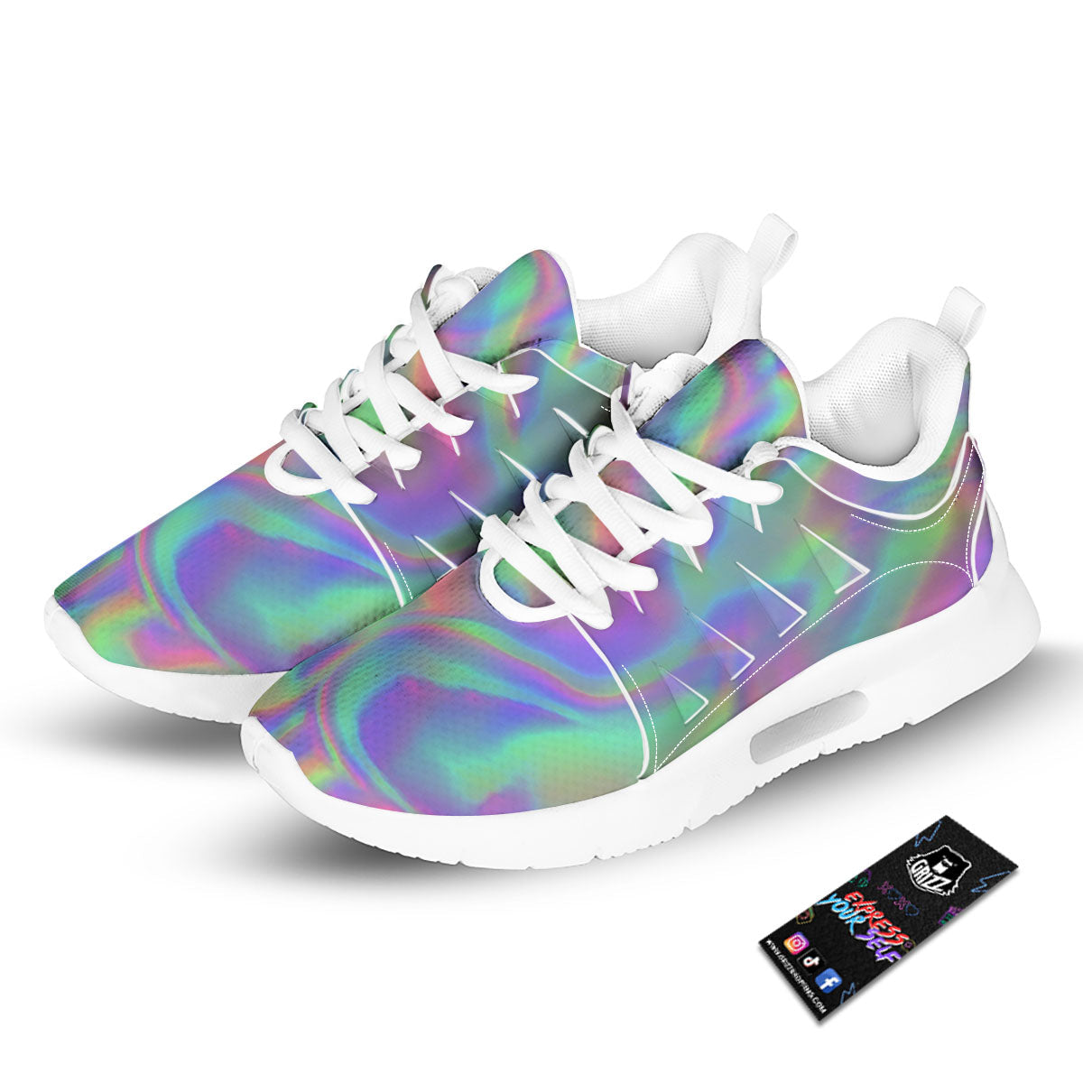 Trippy Psychedelic Holographic Print Tennis Shoes-grizzshop