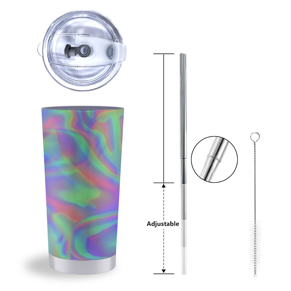 Trippy Psychedelic Holographic Print Tumbler-grizzshop