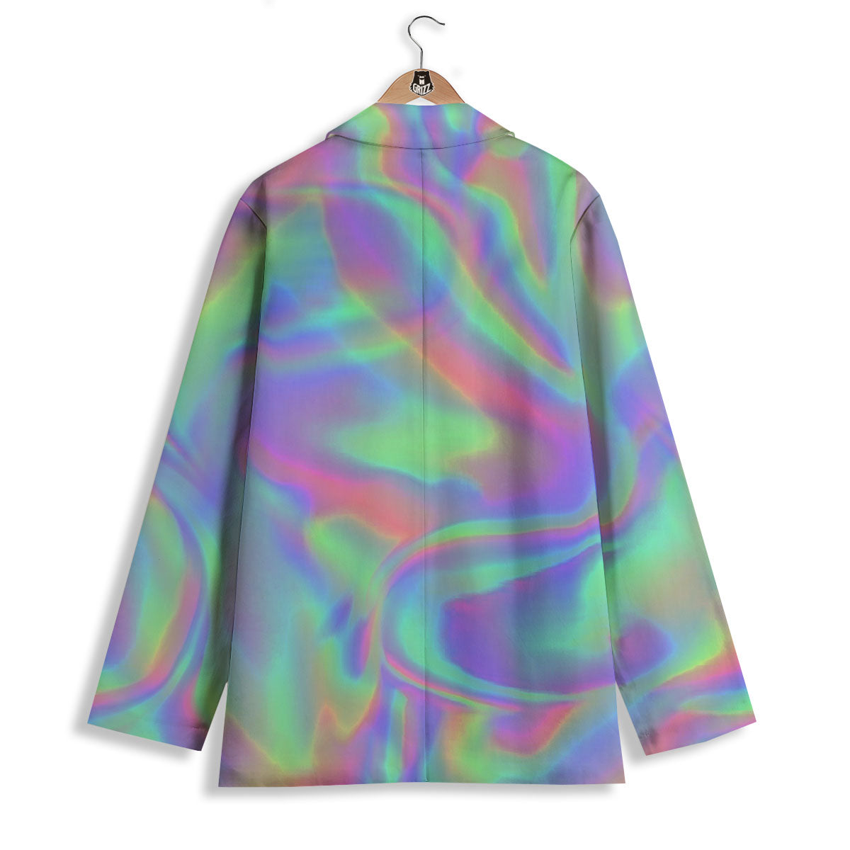 Trippy Psychedelic Holographic Print Women's Blazer-grizzshop