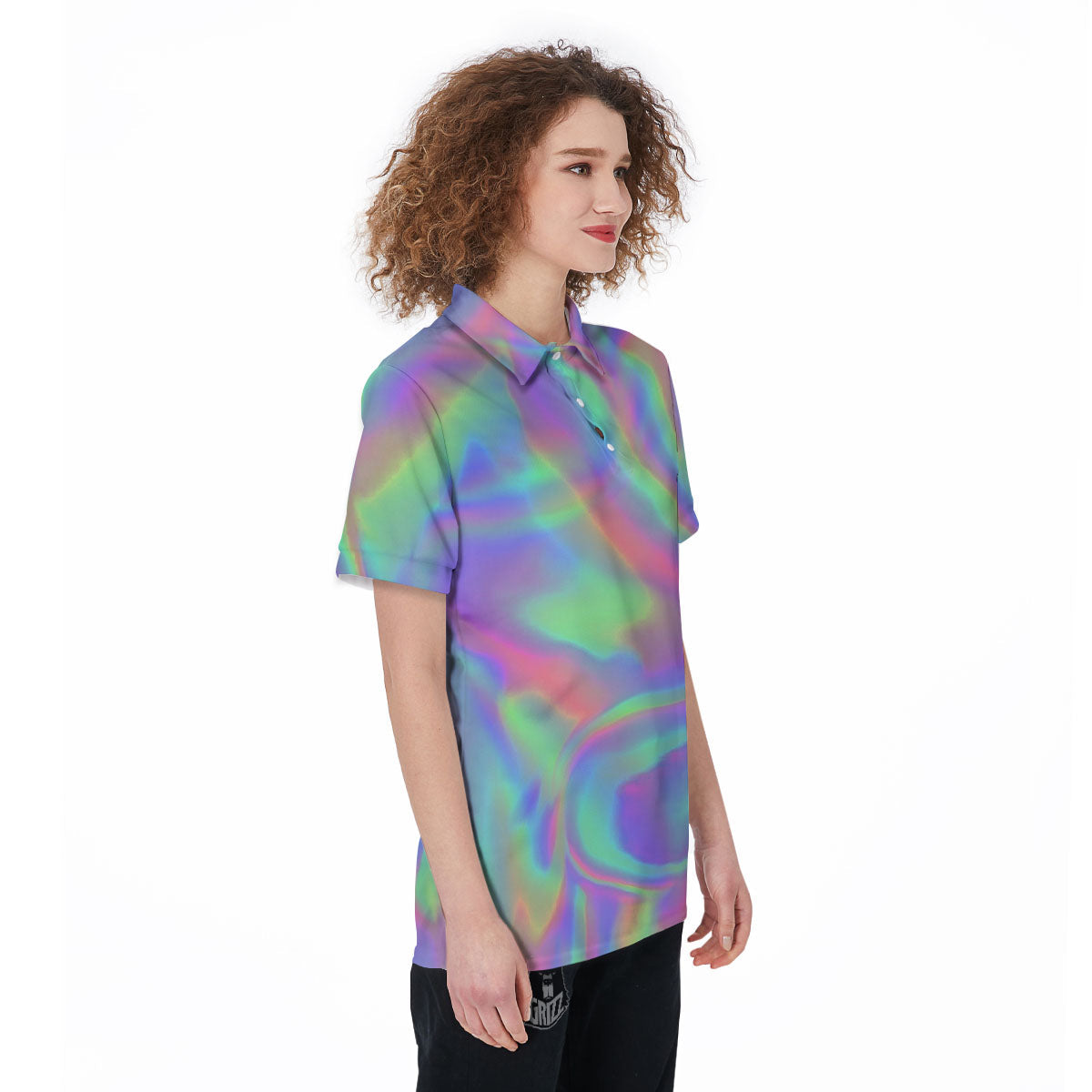 Trippy Psychedelic Holographic Print Women's Golf Shirts-grizzshop