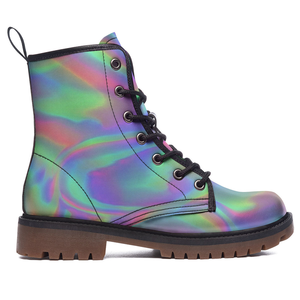Trippy Psychedelic Holographic Print Work Boots-grizzshop