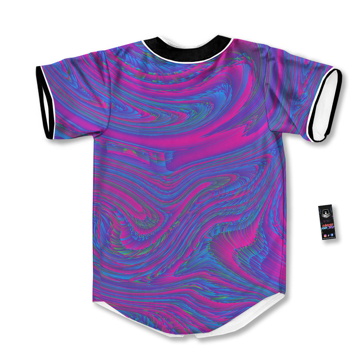 Trippy Psychedelic Purple Print Baseball Jersey-grizzshop