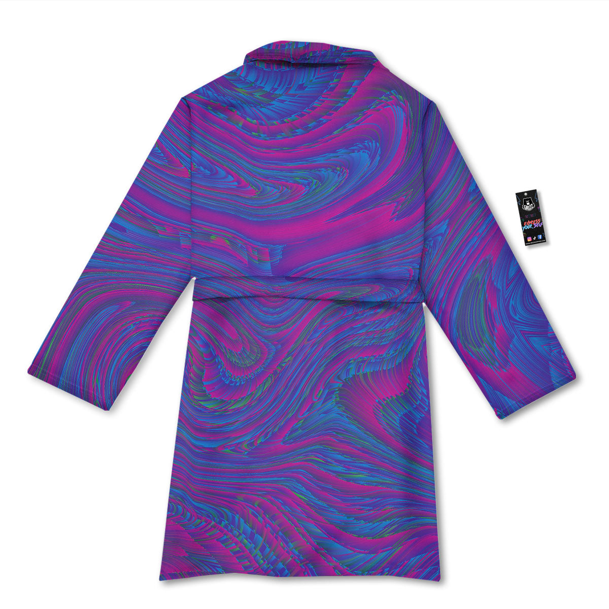 Trippy Psychedelic Purple Print Bathrobe-grizzshop