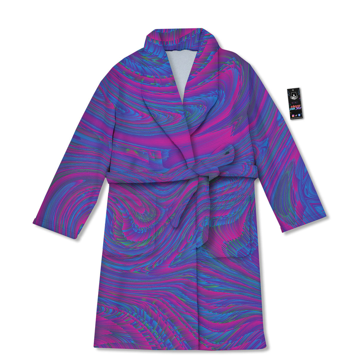 Trippy Psychedelic Purple Print Bathrobe-grizzshop