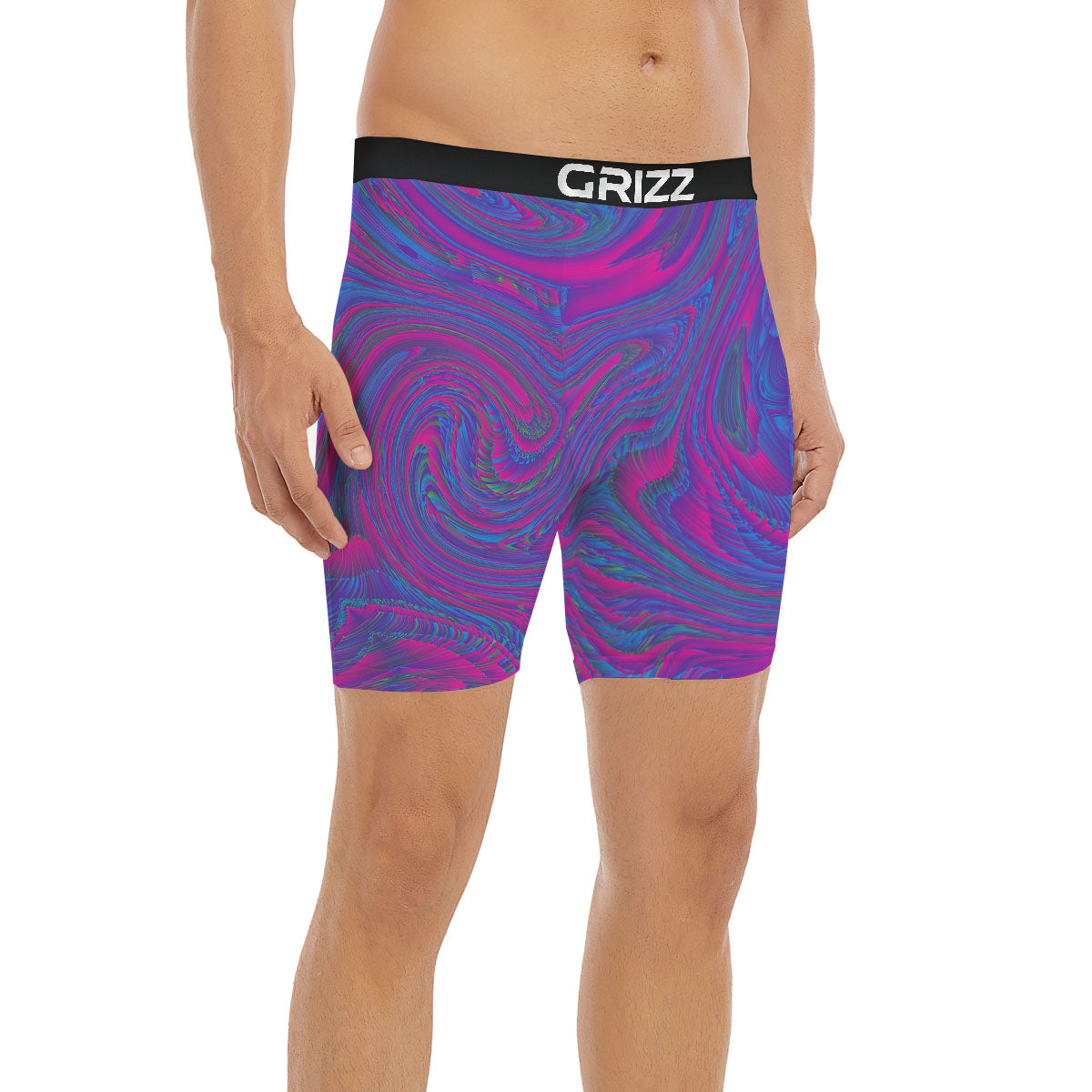 Trippy Psychedelic Purple Print Boxer Briefs-grizzshop