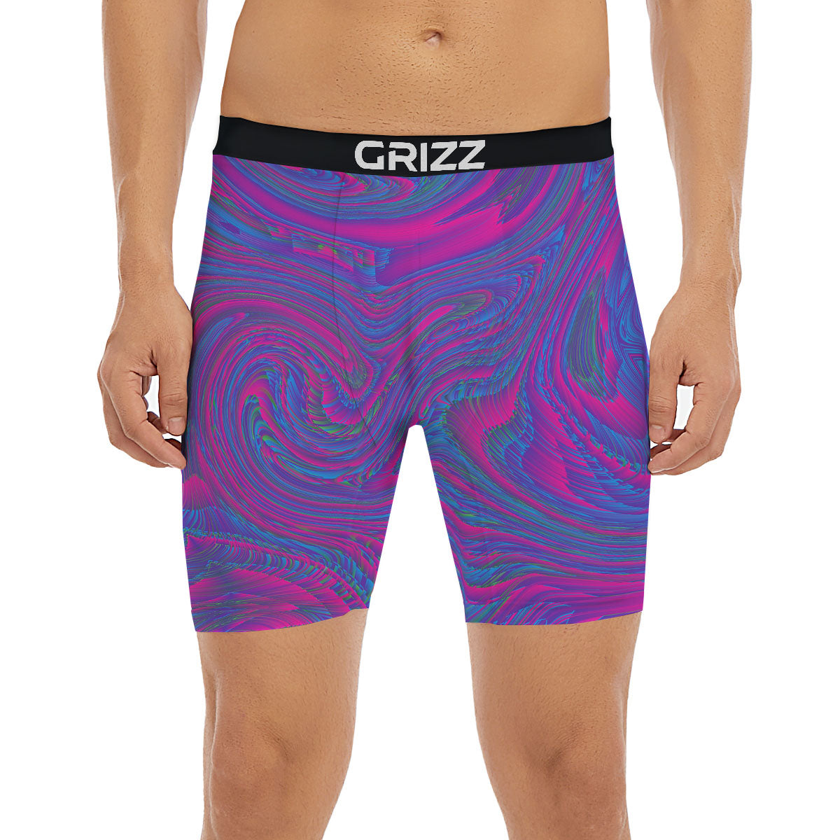 Trippy Psychedelic Purple Print Boxer Briefs-grizzshop