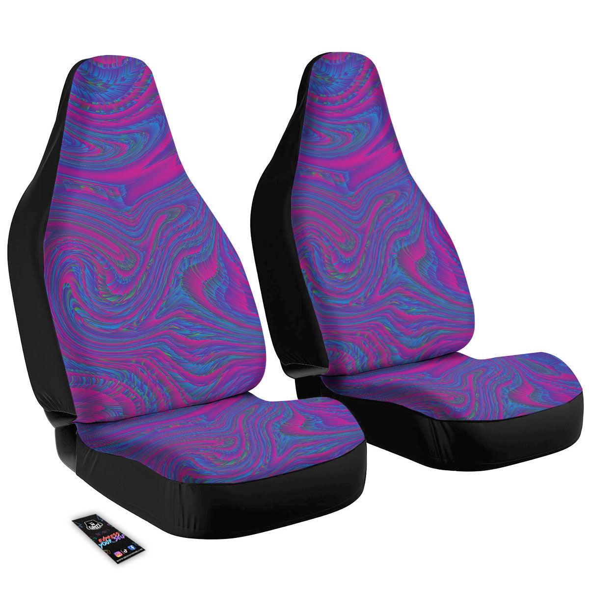 Trippy Psychedelic Purple Print Car Seat Covers-grizzshop