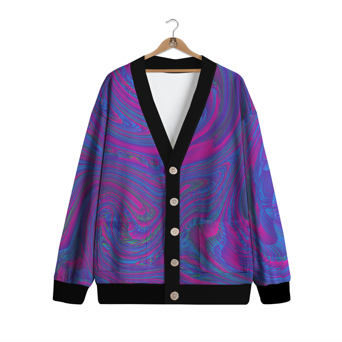 Trippy Psychedelic Purple Print Cardigan-grizzshop