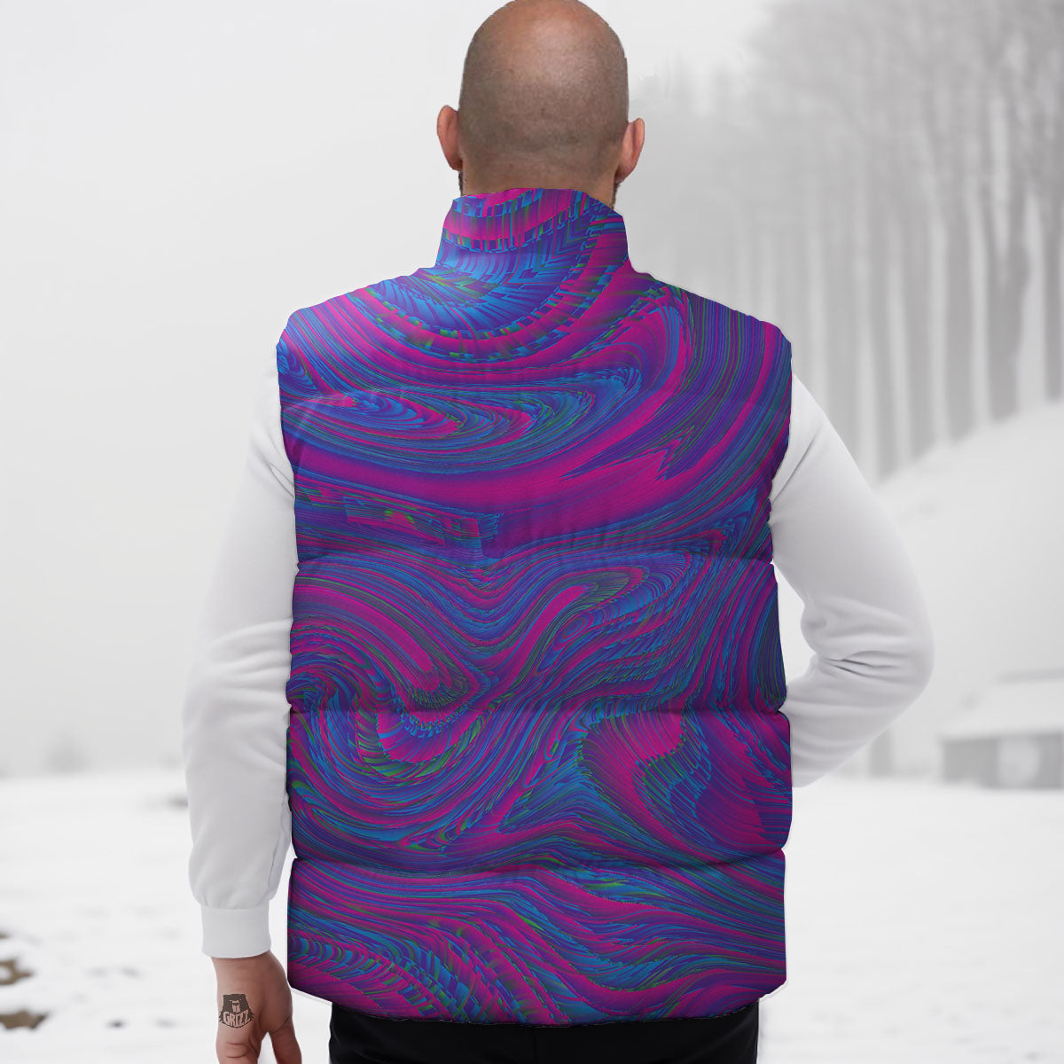 Trippy Psychedelic Purple Print Down Vest