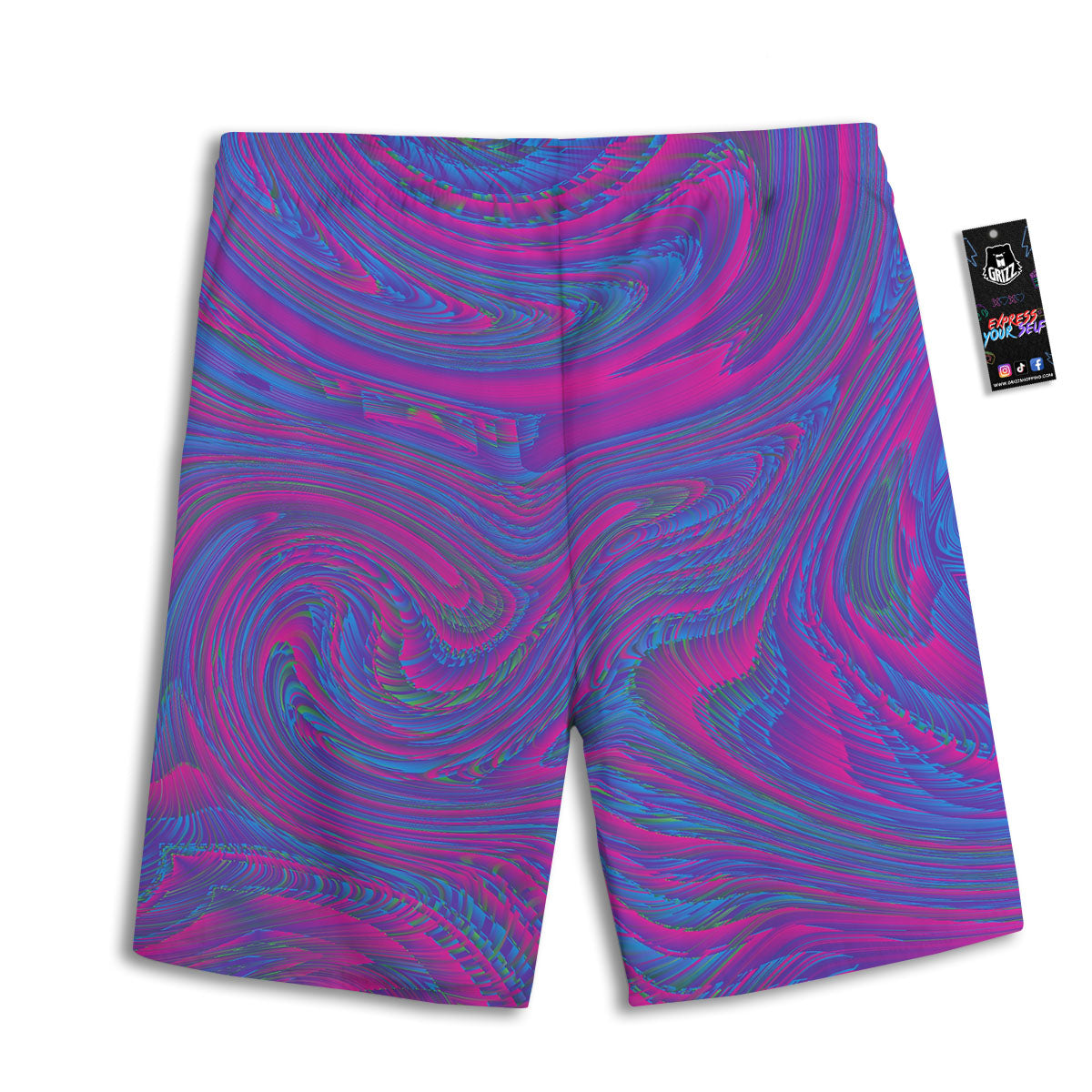 Trippy Psychedelic Purple Print Men's Athletic Shorts