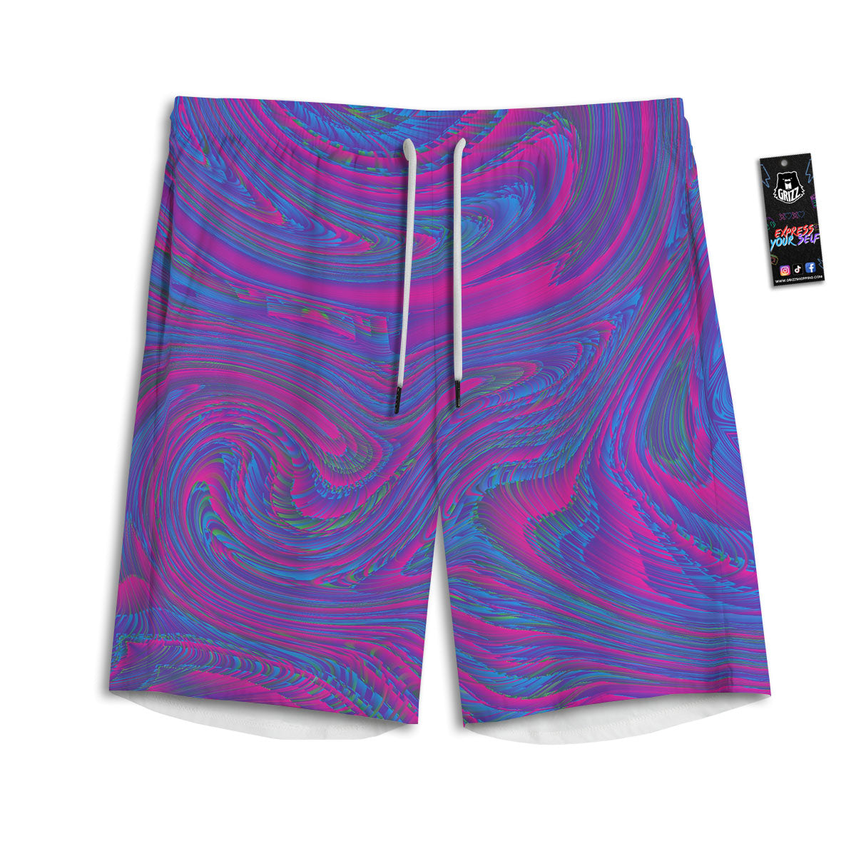 Trippy Psychedelic Purple Print Men's Athletic Shorts