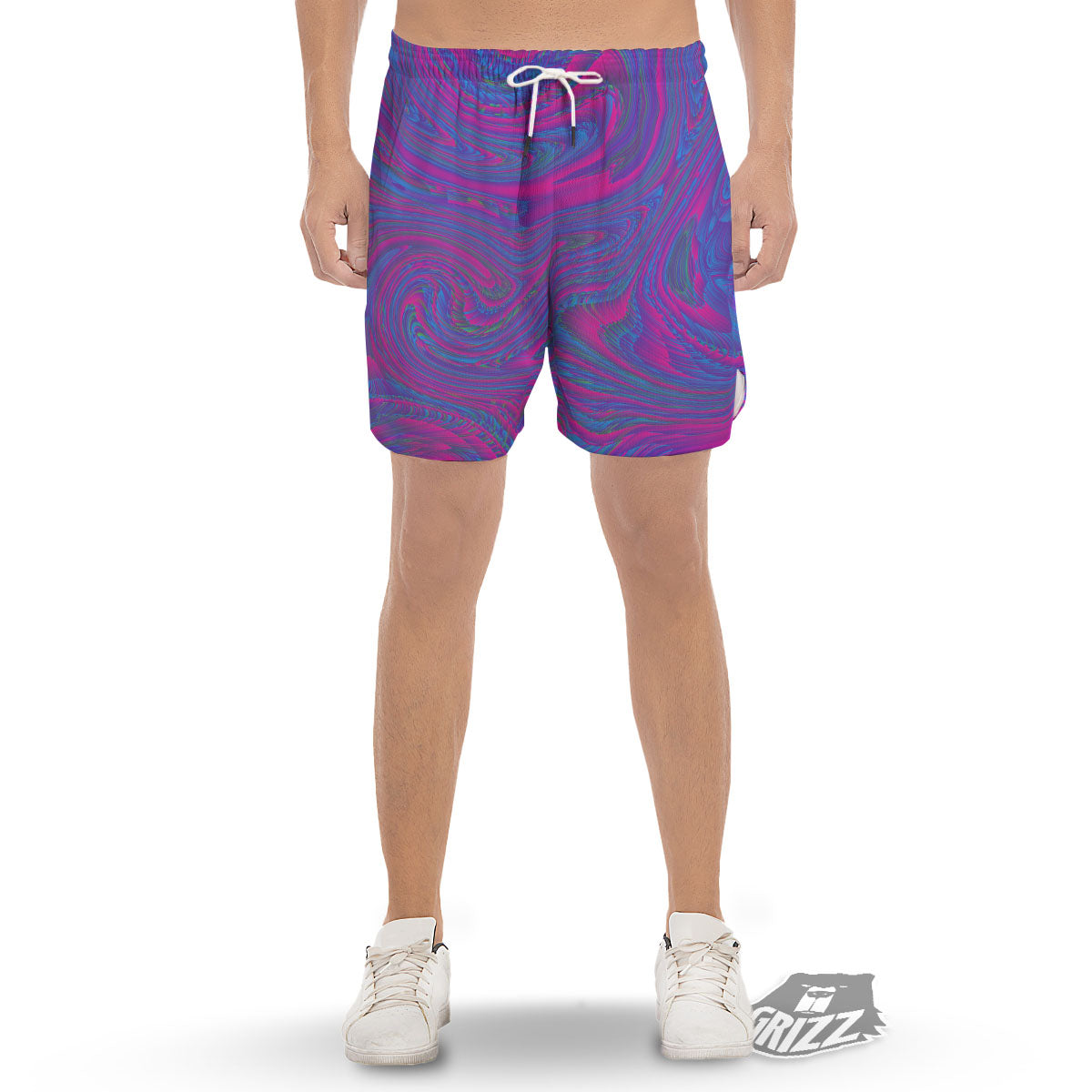 Trippy Psychedelic Purple Print Men's Gym Shorts-grizzshop