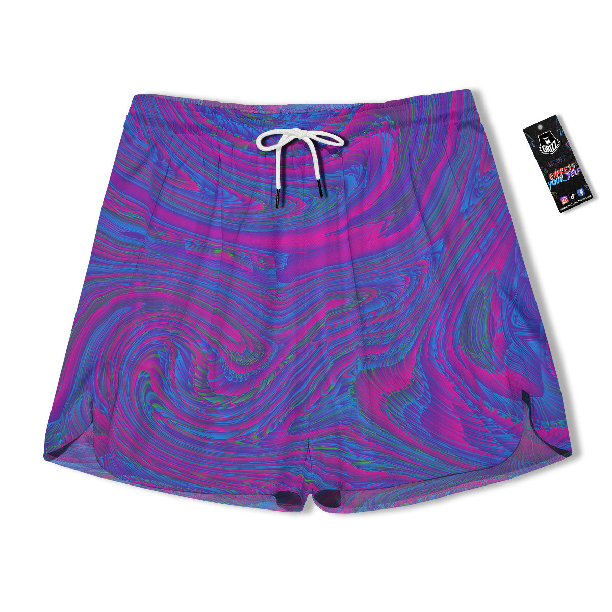 Trippy Psychedelic Purple Print Men's Running Shorts-grizzshop