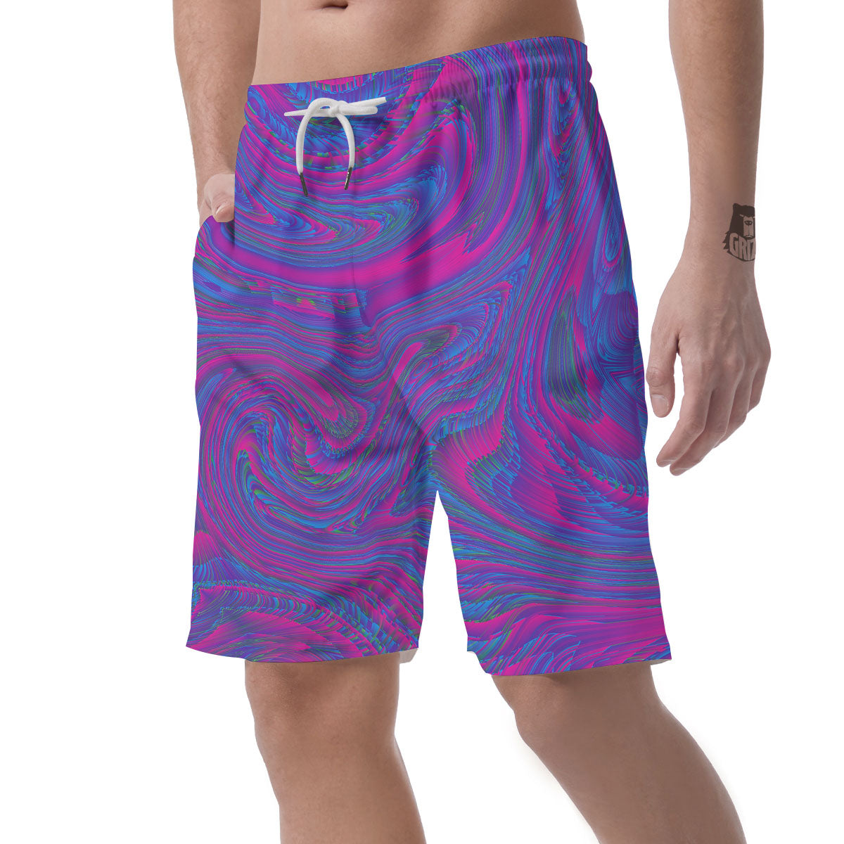 Trippy Psychedelic Purple Print Men's Shorts-grizzshop