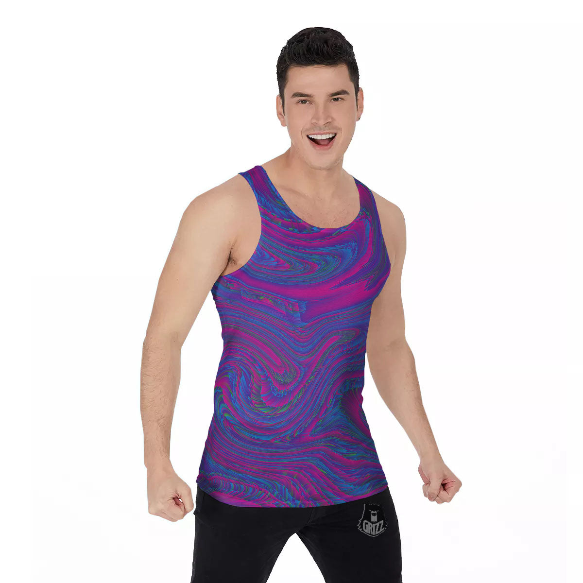 Trippy Psychedelic Purple Print Men's Tank Top-grizzshop