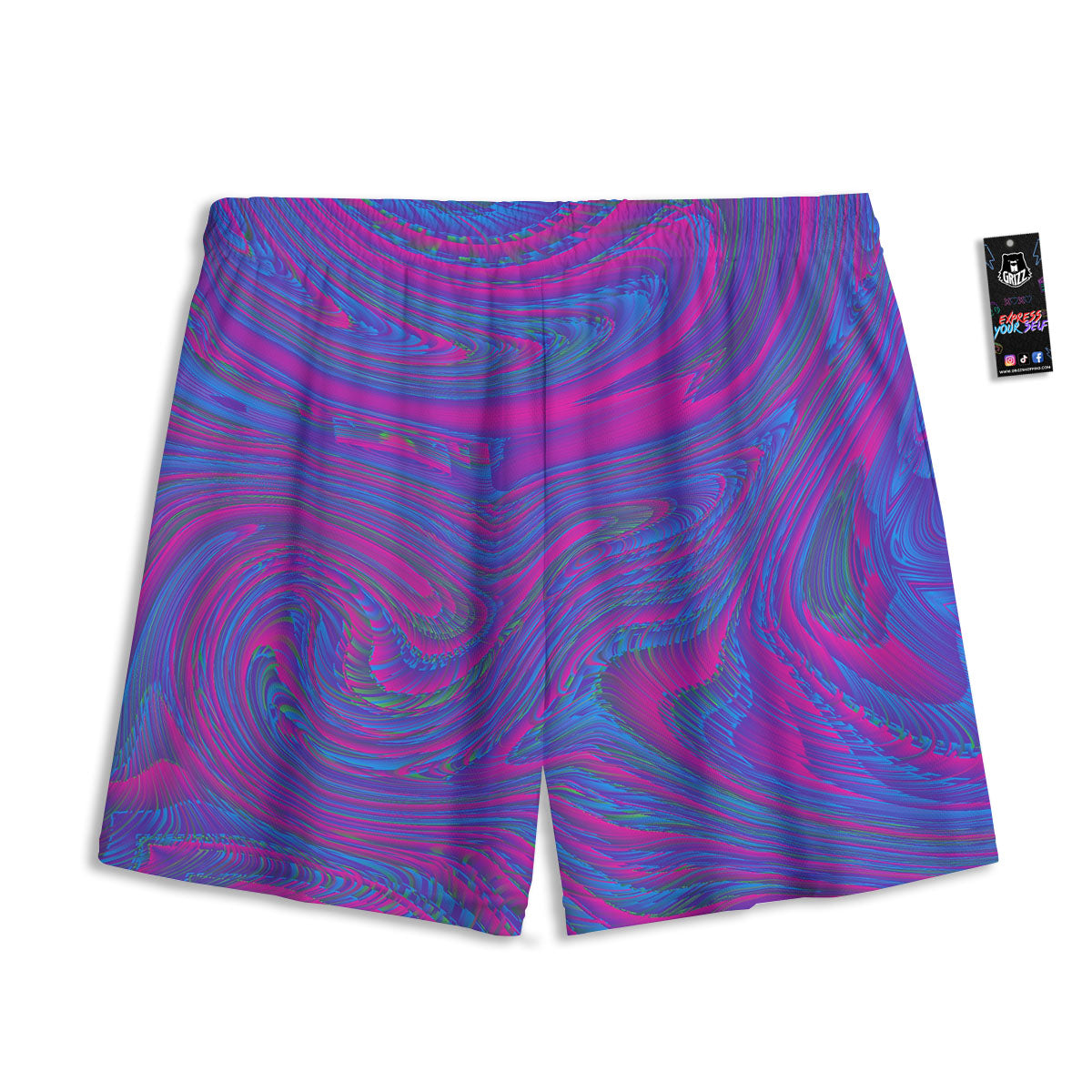 Trippy Psychedelic Purple Print Mesh Shorts