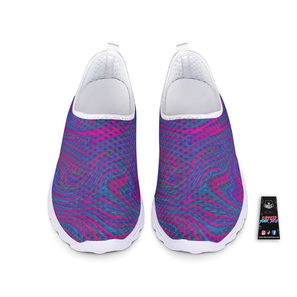 Trippy Psychedelic Purple Print Nurse Shoes-grizzshop
